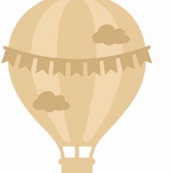 3mm mdf Layered Hot Air Balloon with Bunting and Clouds
