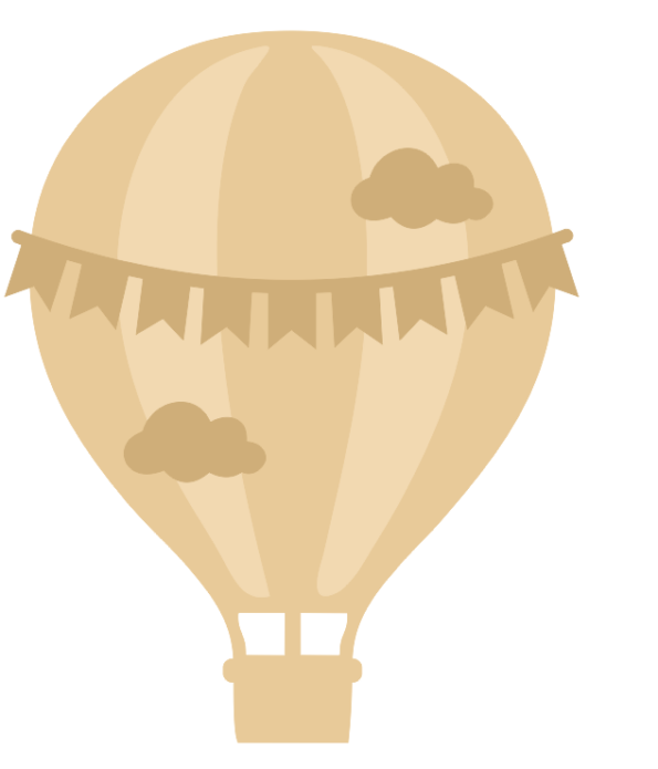 3mm mdf Layered Hot Air Balloon with Bunting and Clouds