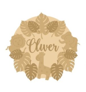 3mm mdf Circle Name and Jungle Safari Plaque