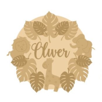 3mm mdf Circle Name and Jungle Safari Plaque