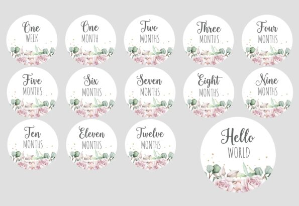 3mm Acrylic Milestone Discs Set - Floral Design