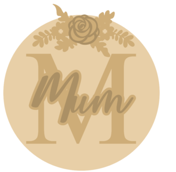 3mm mdf Circle Name and Initial with Welded Name and Flowers