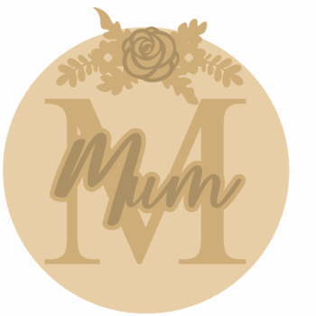 3mm mdf Circle Name and Initial with Welded Name and Flowers
