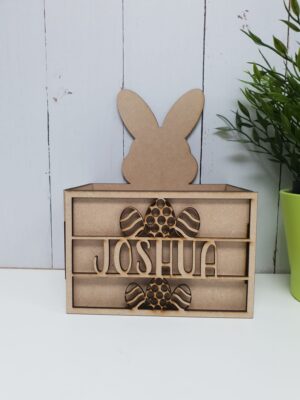 3mm mdf Easter Hamper Box with name or blank for vinyl