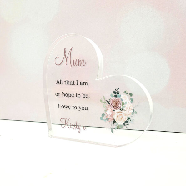 10mm Thick Printed HEART - Dusky Rose