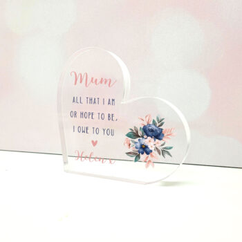 10mm Thick Printed HEART - Navy and Blush
