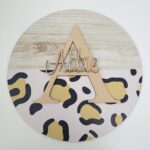 Printed Wood Effect and Pink Leopard Painted Effect with Letter and Name
