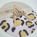 Printed Wood Effect and Pink Leopard Painted Effect with Letter and Name