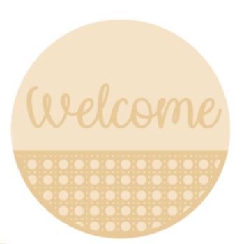 3mm mdf half layered circle with name/word - Rattan Pattern