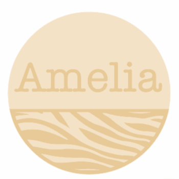 3mm mdf half layered circle with name/word - Zebra Pattern