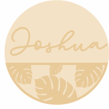 3mm mdf half layered circle with name/word - Monstera Leaf Pattern