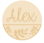 3mm mdf half layered circle with name/word – Rowan Leaf Pattern