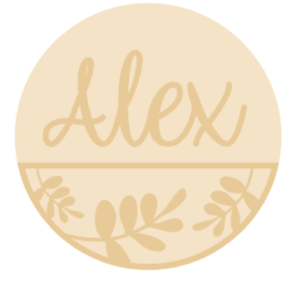 3mm mdf half layered circle with name/word - Rowan Leaf Pattern