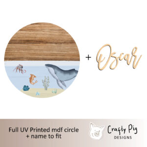 Printed Wood Effect and Whale Design with Name