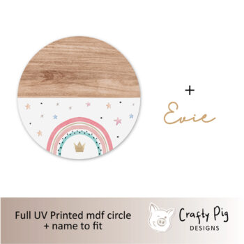 Printed Rainbow Circle with Name - PINK DESIGN