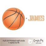 Printed Circle with Basketball Design with Name