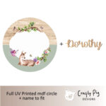 Printed Circle with Fairy and Deer Design with name