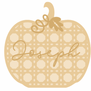 18mm New Layered Plump Pumpkin with name - Large Rattan Design