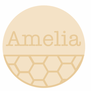 3mm mdf half layered circle with name/word - Honeycomb Pattern