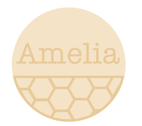 3mm mdf half layered circle with name/word - Honeycomb Pattern