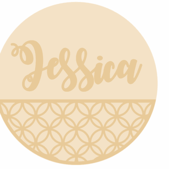 3mm mdf half layered circle with name/word - Moroccan Pattern