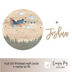 Printed Wood Effect Circle – Plane Design with name