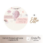 Printed Circle - Pink Hot Air Balloon Design - with name