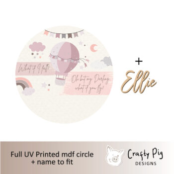 Printed Circle - Pink Hot Air Balloon Design - with name