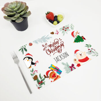 Printed Acrylic Place Mat - Christmas Cute Animals