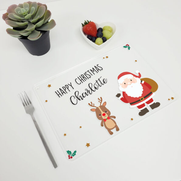 Printed Acrylic Place Mat - Santa & Rudolph