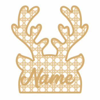 3mm mdf Layered Rattan Antler Head with name