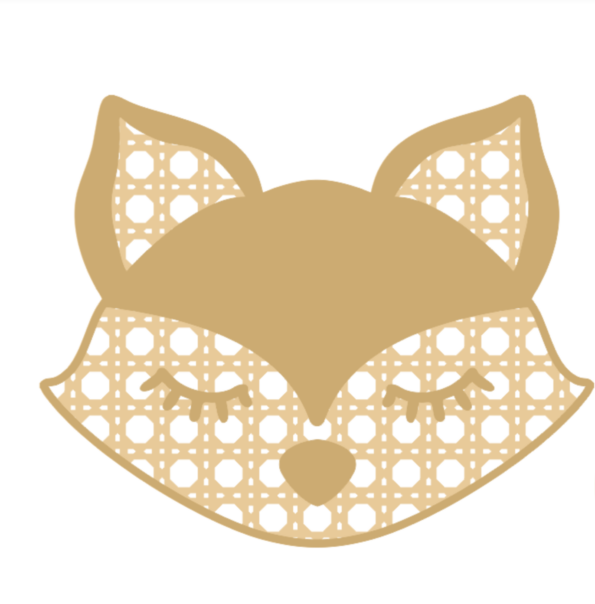 3mm mdf Layered Rattan Fox Head with lashes