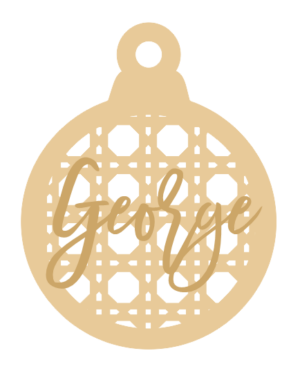 3mm mdf Rattan Bauble with name