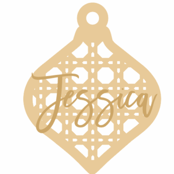 3mm mdf Rattan Fancy Bauble with name