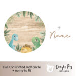 Printed Circle - BLUE Dinosaur Design - with name