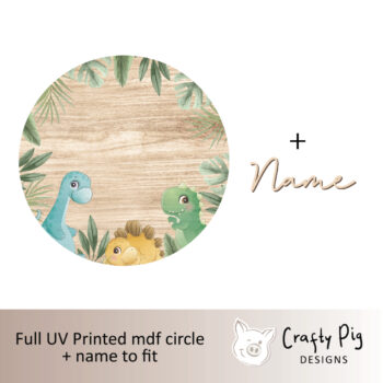 Printed Circle - BLUE Dinosaur Design - with name