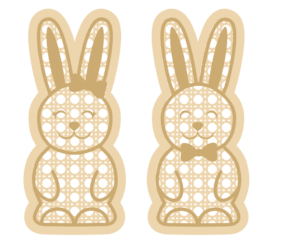 4mm Oak Veneer and 3mm mdf Rattan Bunny Boy or Girl
