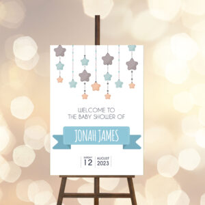 Printed Foamboard Baby Shower Sign - Stars Blue or Pink