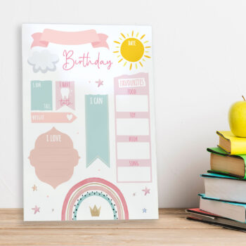 Printed Pastels Birthday Board Photo Prop