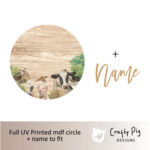 Printed Circle REAL Farm Animals Design – mdf name