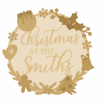 3MM MDF Personalised Layered Christmas and Wreath Circle - Style 1