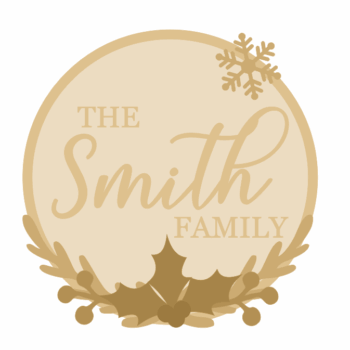 3MM MDF Personalised Layered Christmas and Wreath Circle - Style 2