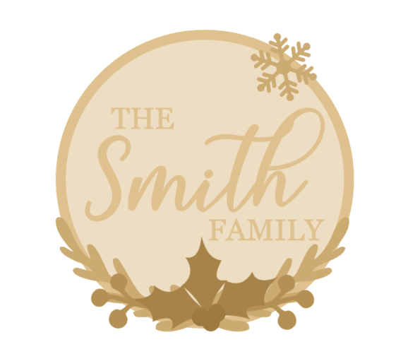 3MM MDF Personalised Layered Christmas and Wreath Circle - Style 2