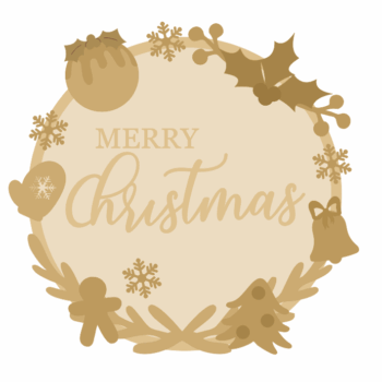 3MM MDF Layered Merry Christmas and Wreath Circle