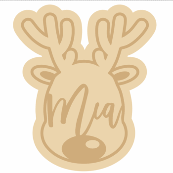 3mm mdf Personalised Layered Reindeer Head Bauble - welded name