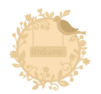 3MM MDF Layered Welcome Wreath with Bird