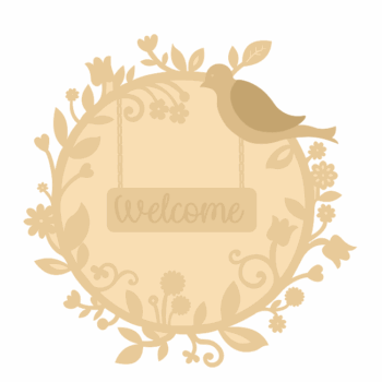 3MM MDF Layered Welcome Wreath with Bird