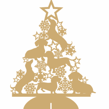 3mm mdf Dachshund Tree with Snowflakes