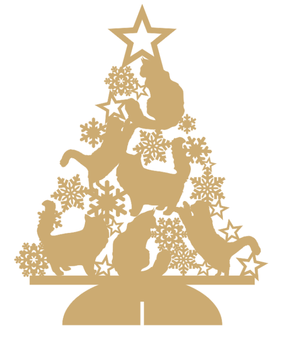 3mm mdf Fluffy Cat Tree with Snowflakes