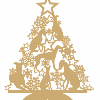 3mm mdf Greyhound Tree with Snowflakes